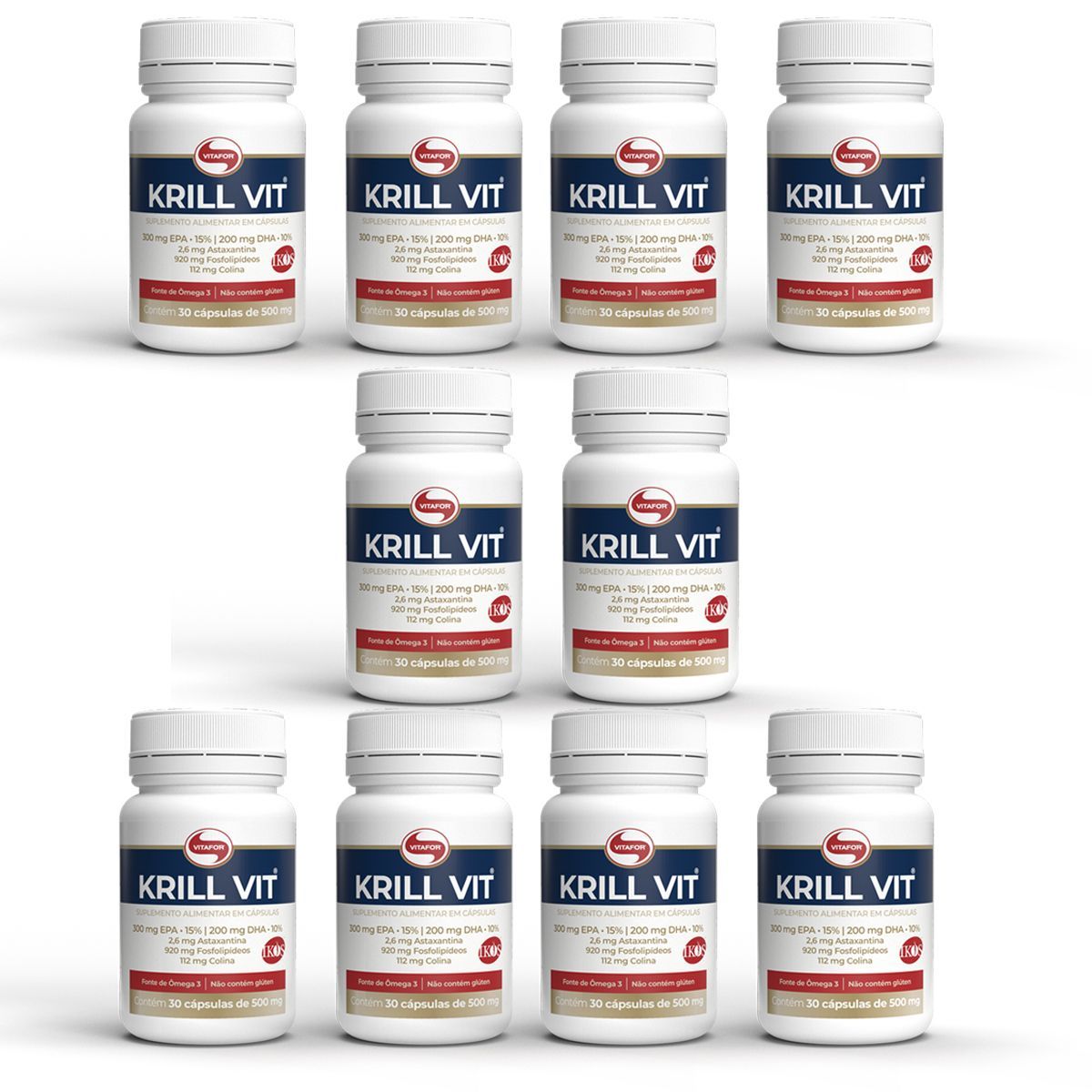 Kit 10X Krill Vit �leo de Krill - 30 C�psulas 500mg - Vitafor