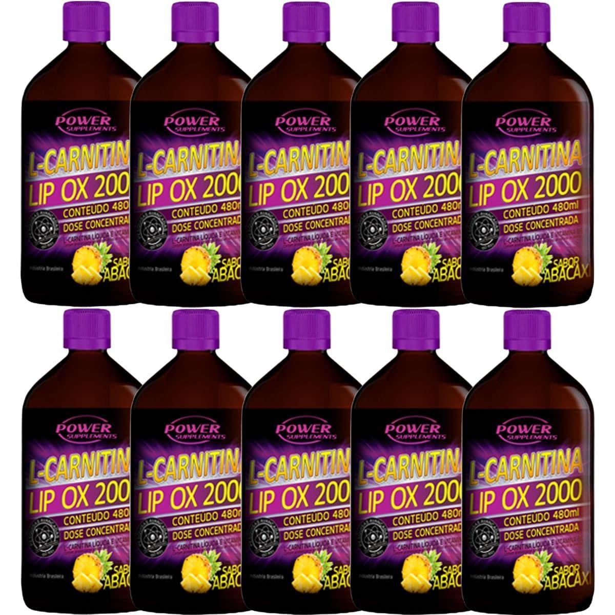 Kit 10X L-Carnitina 2000 - 480ml Abacaxi - Power Supplements