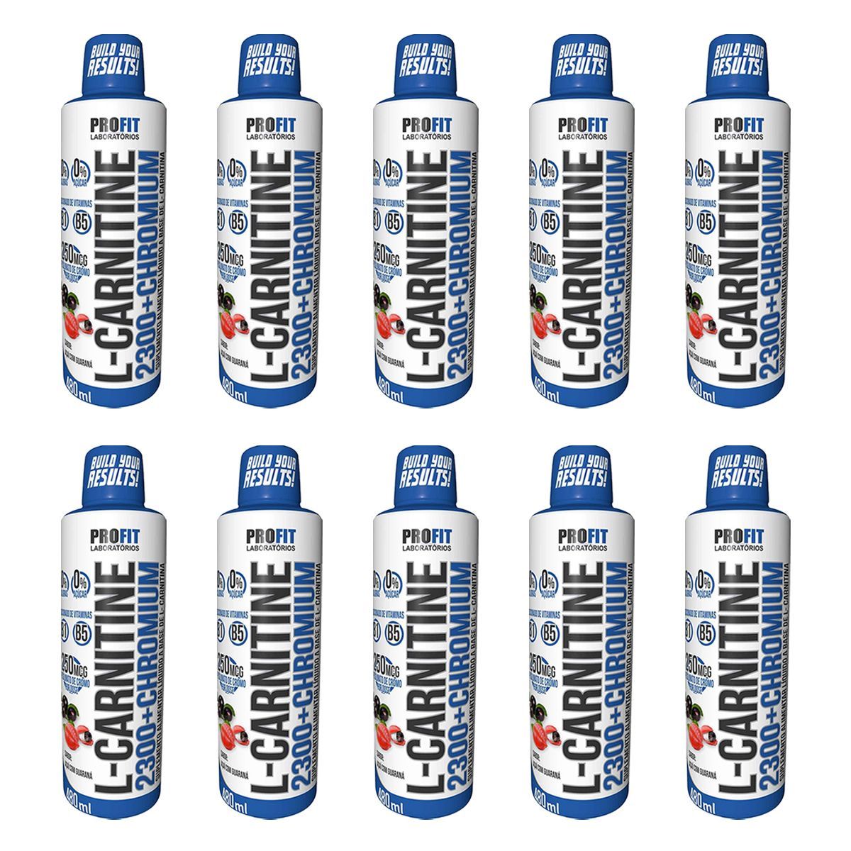 Kit 10X L-Carnitine 2300+Chromium - 480ml A�a� com Guaran� - ProFit