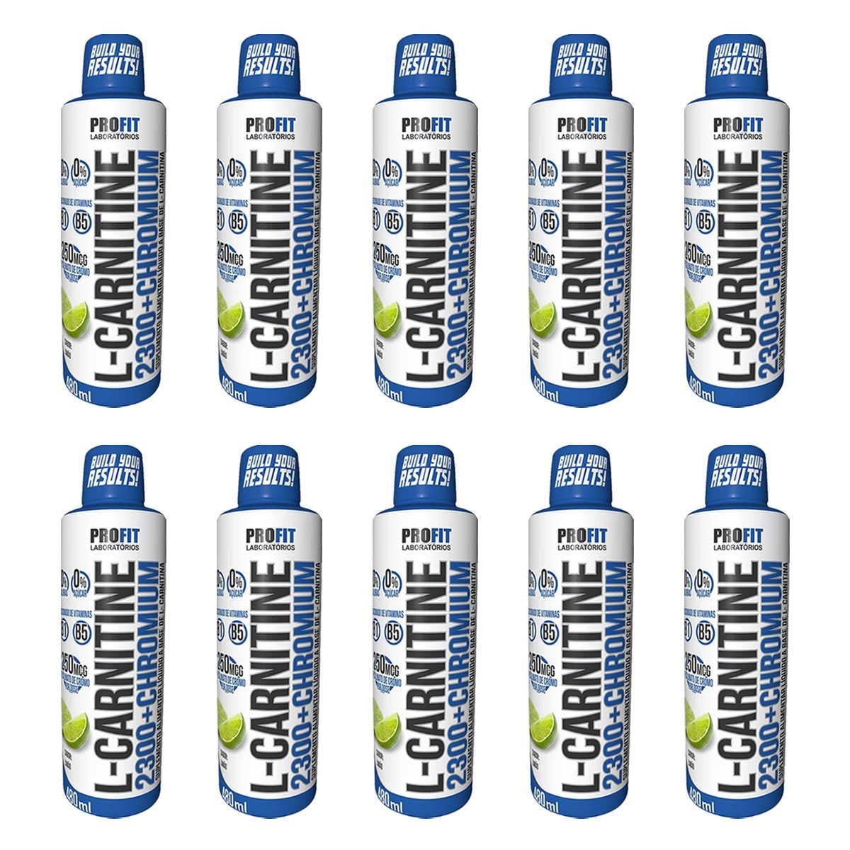 Kit 10X L-Carnitine 2300+Chromium - 480ml Lim�o - ProFit