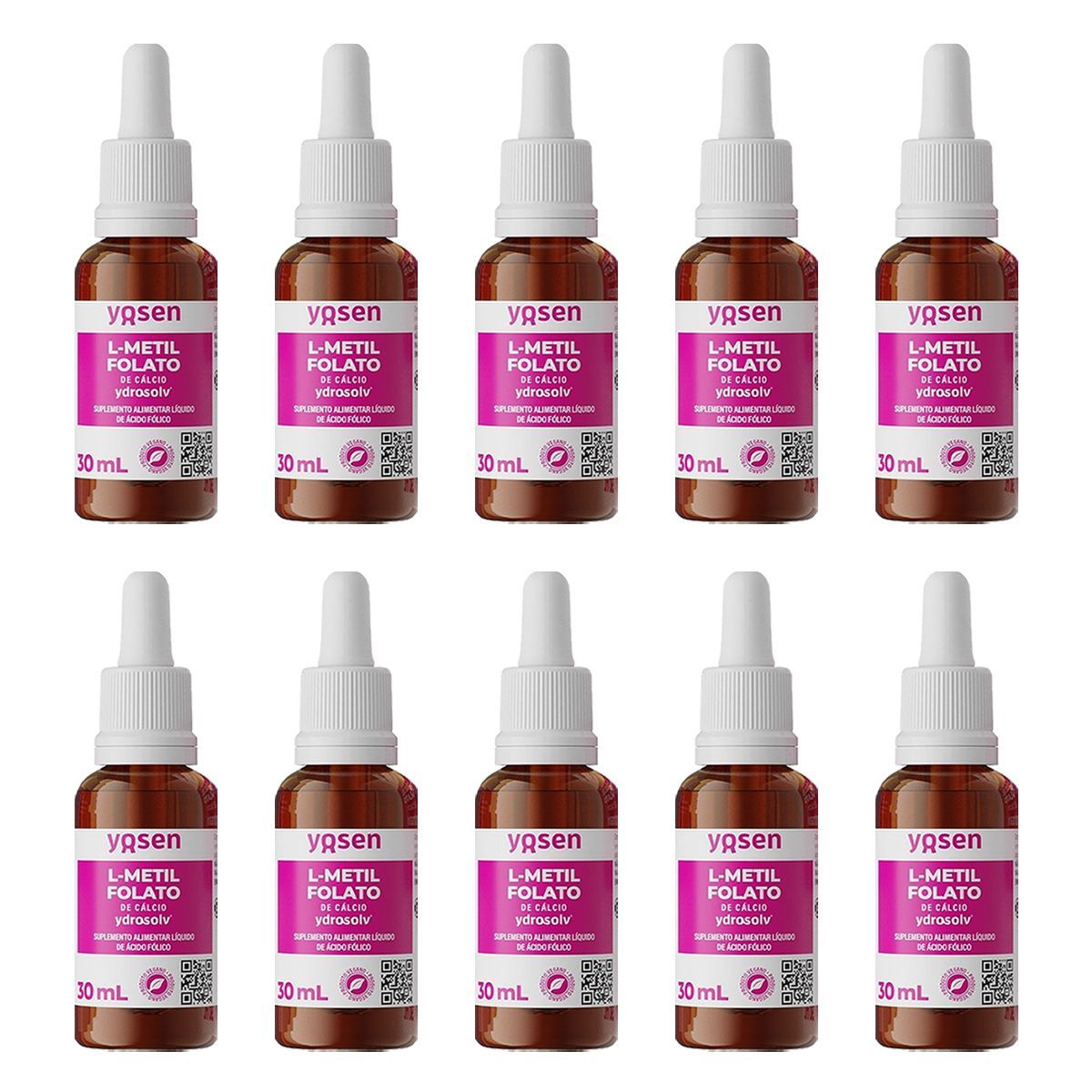 Kit 10X L-Metilfolato de C�lcio Ydrosolv - 30ml Gotas Laranja - Yosen