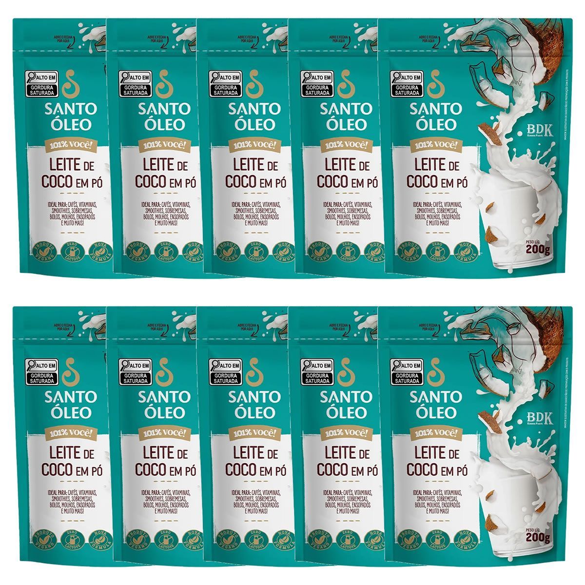Kit 10X Leite De Coco em P� - 200g - Santo �leo