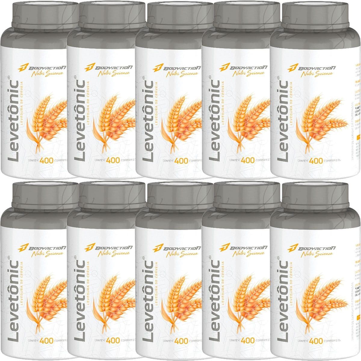 Kit 10X Levet�nic Levedo de Cerveja - 400 Comprimidos - BodyAction
