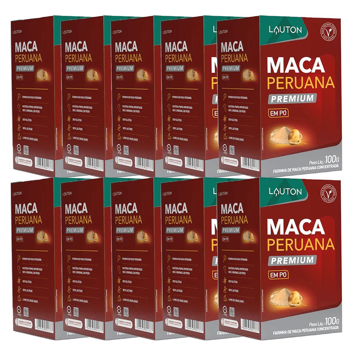Kit 10X Maca Peruana Premium em P� - 100g - Lauton Nutrition