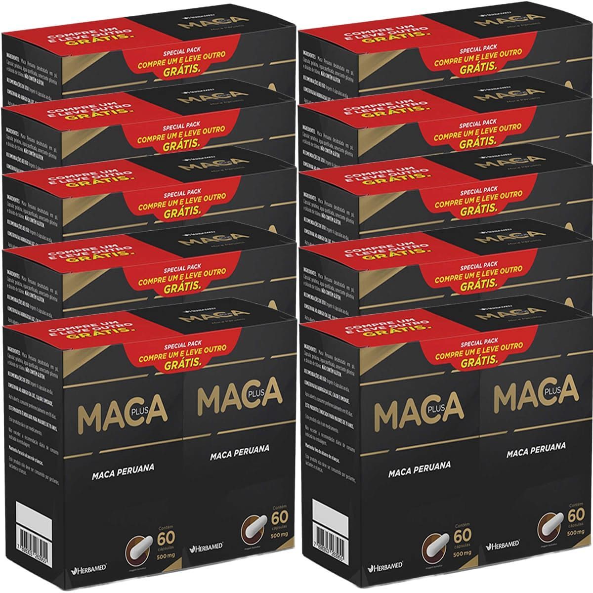 Kit 10X Maca Plus Special Pack - 60 C�psulas + 60 C�psulas Gr�tis - Herbamed