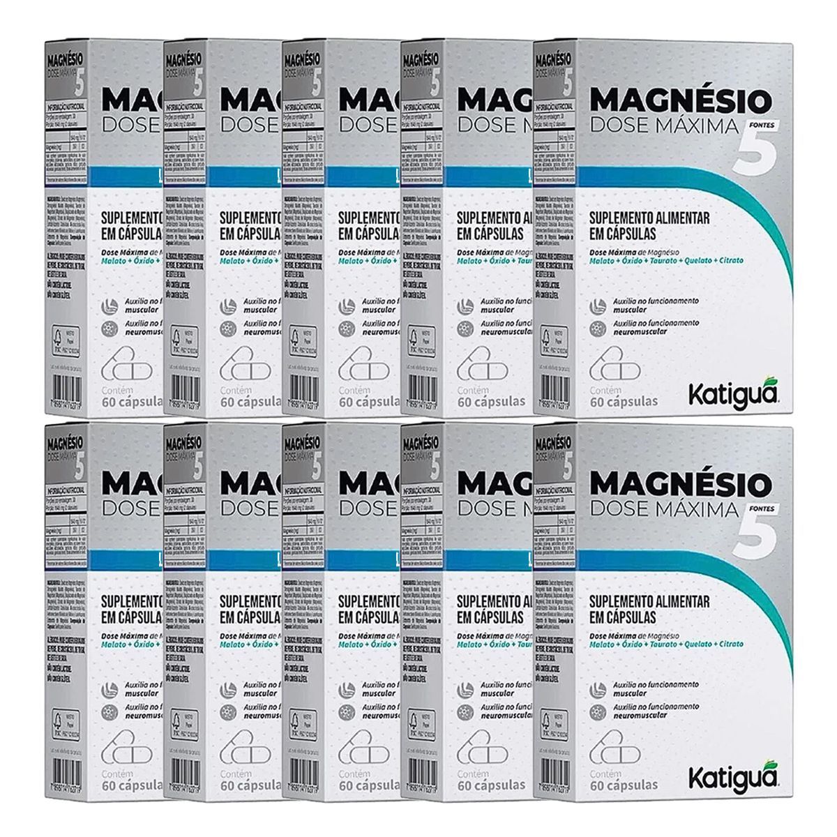 Kit 10X Magn�sio 5 Dose M�xima - 60 C�psulas - Katigu�