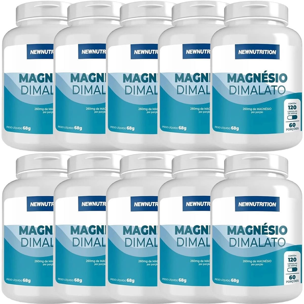 Kit 10X Magn�sio Dimalato - 120 C�psulas - NewNutrition