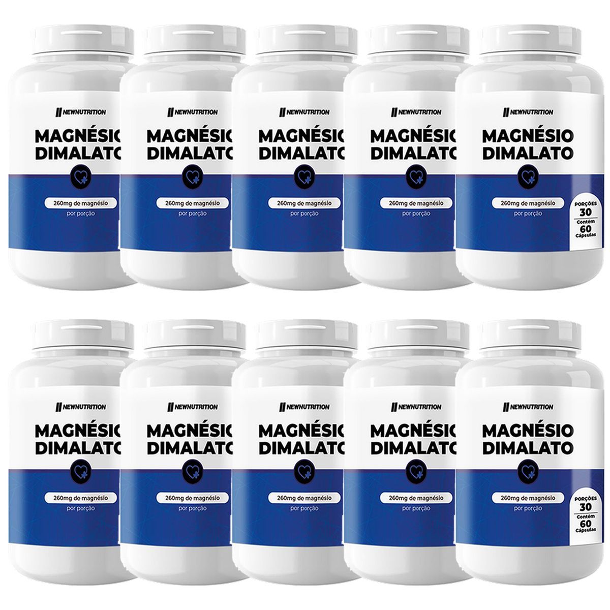 Kit 10X Magn�sio Dimalato - 60 C�psulas - NewNutrition