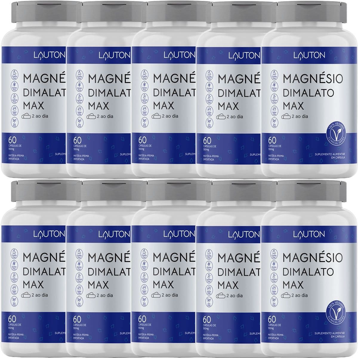 Kit 10X Magn�sio Dimalato Max - 60 C�psulas - Lauton Nutrition