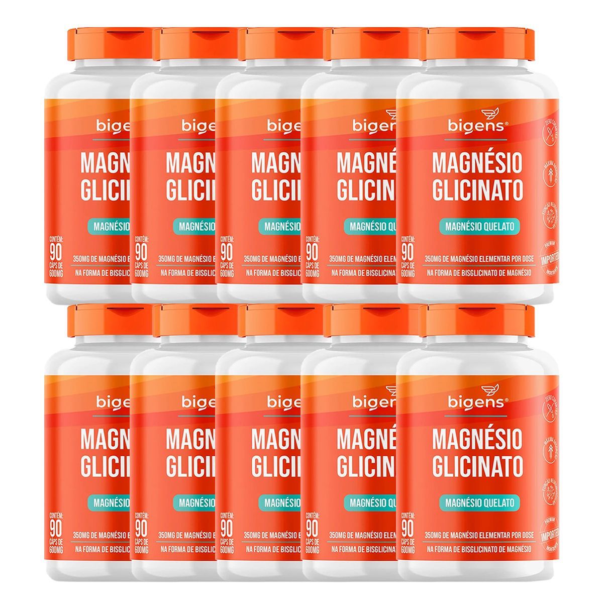 Kit 10X Magn�sio Glicinato - 90 C�psulas - Bigens