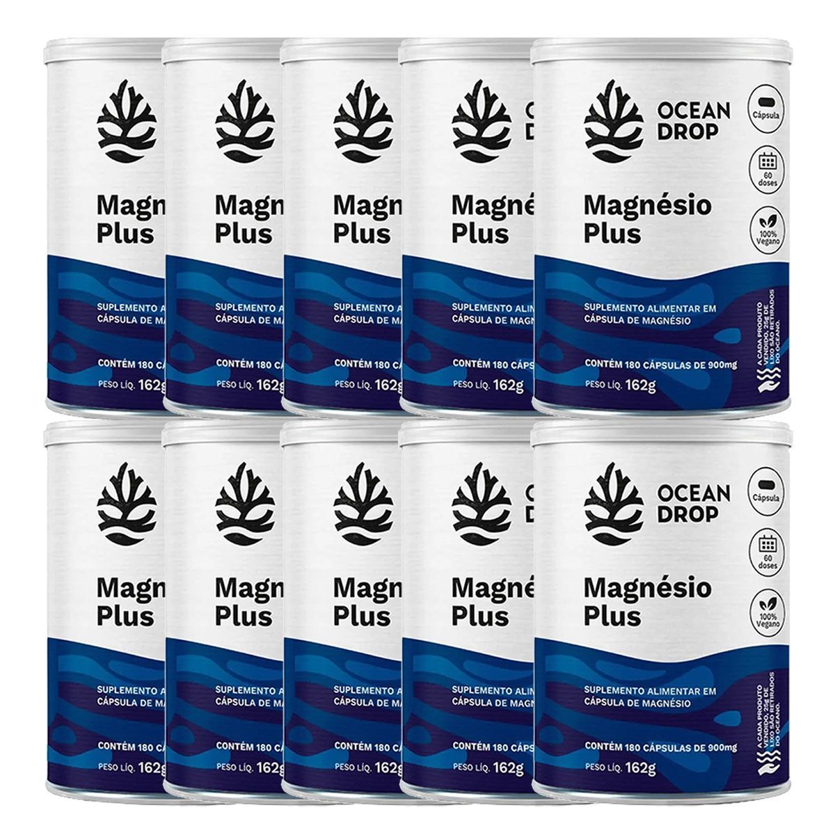 Kit 10X Magn�sio Plus - 180 C�psulas - Ocean Drop