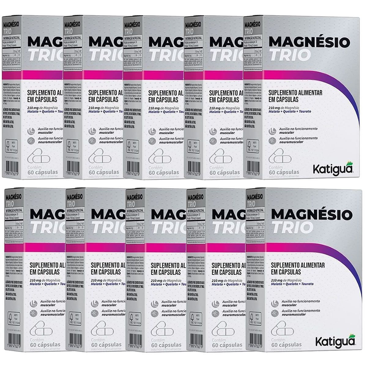 Kit 10X Magn�sio Trio - 60 C�psulas - Katigu�
