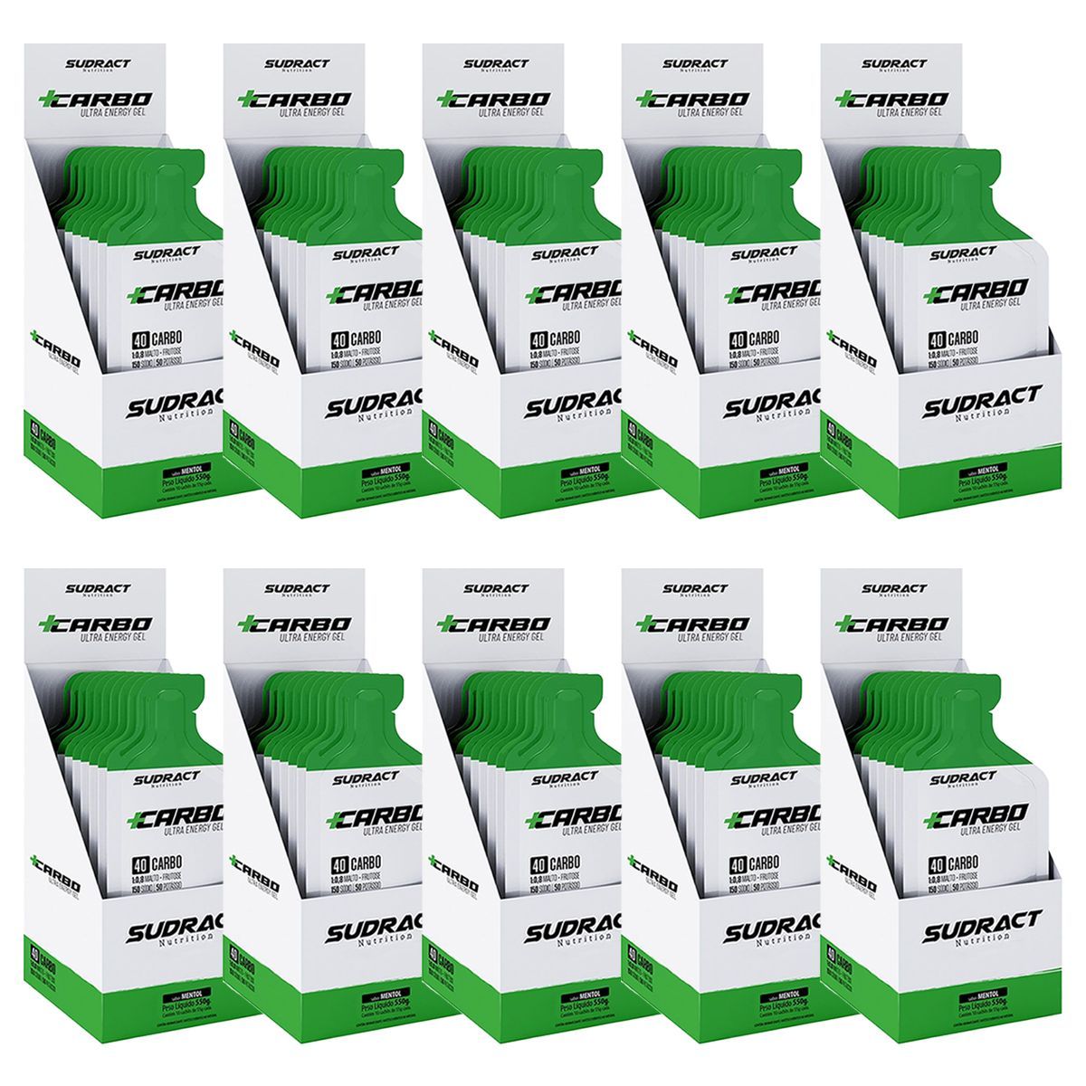 Kit 10X Mais Carbo Gel - 10 Sach�s 55g Mentol - Sudract