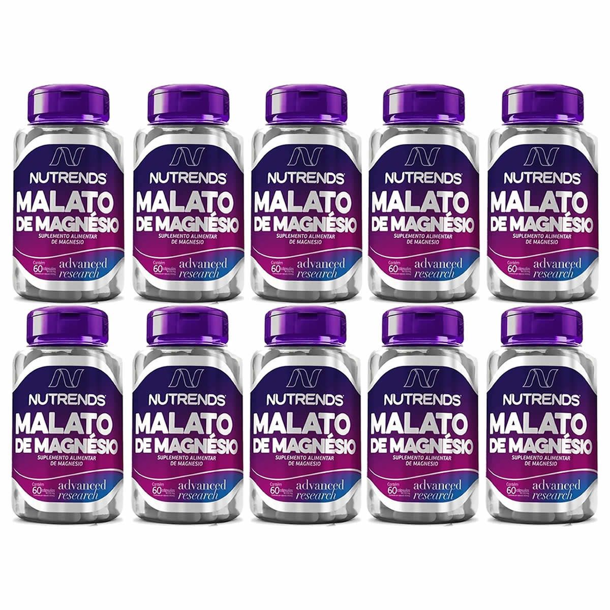 Kit 10X Malato de Magn�sio 550mg - 60 C�psulas - Nutrends