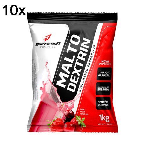 Kit 10X Malto Dextrin - 1000g Refil Frutas Vermelhas - BodyAction
