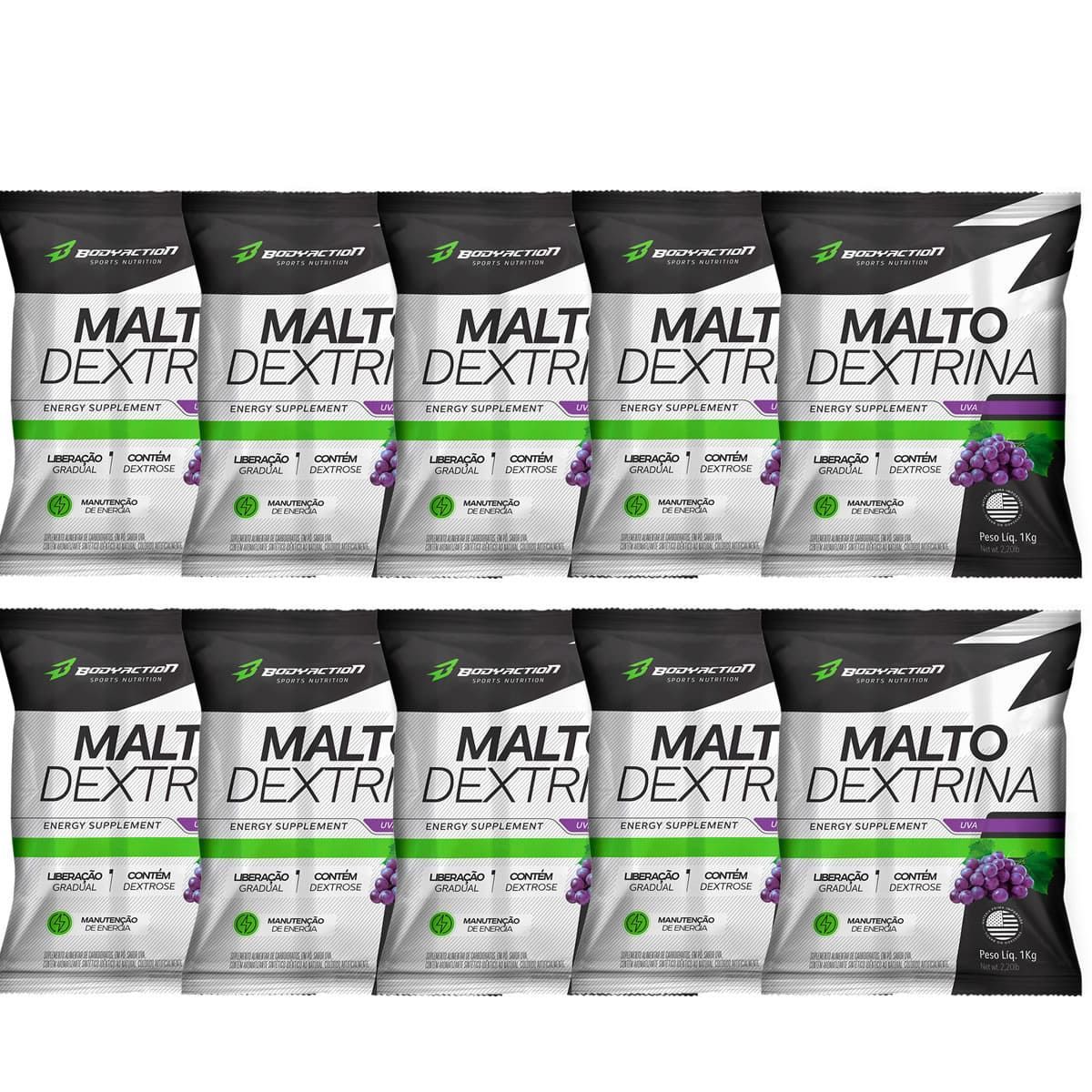 Kit 10X Malto Dextrin - 1000g Refil Uva - BodyAction