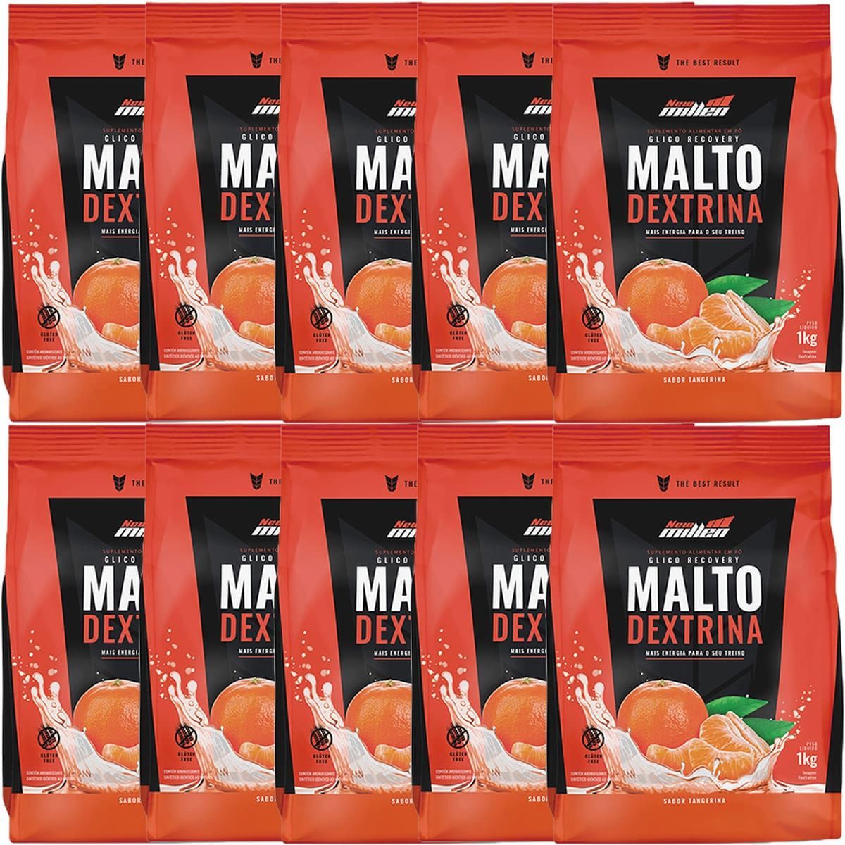 Kit 10X Maltodextrina - 1000g Refil Tangerina - New Millen