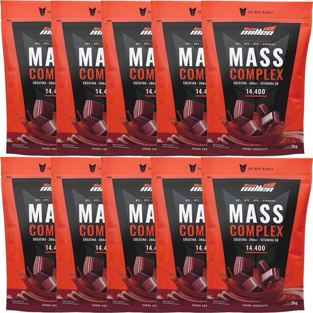 Kit 10X Mass Complex - 3000g Refil Chocolate - New Millen
