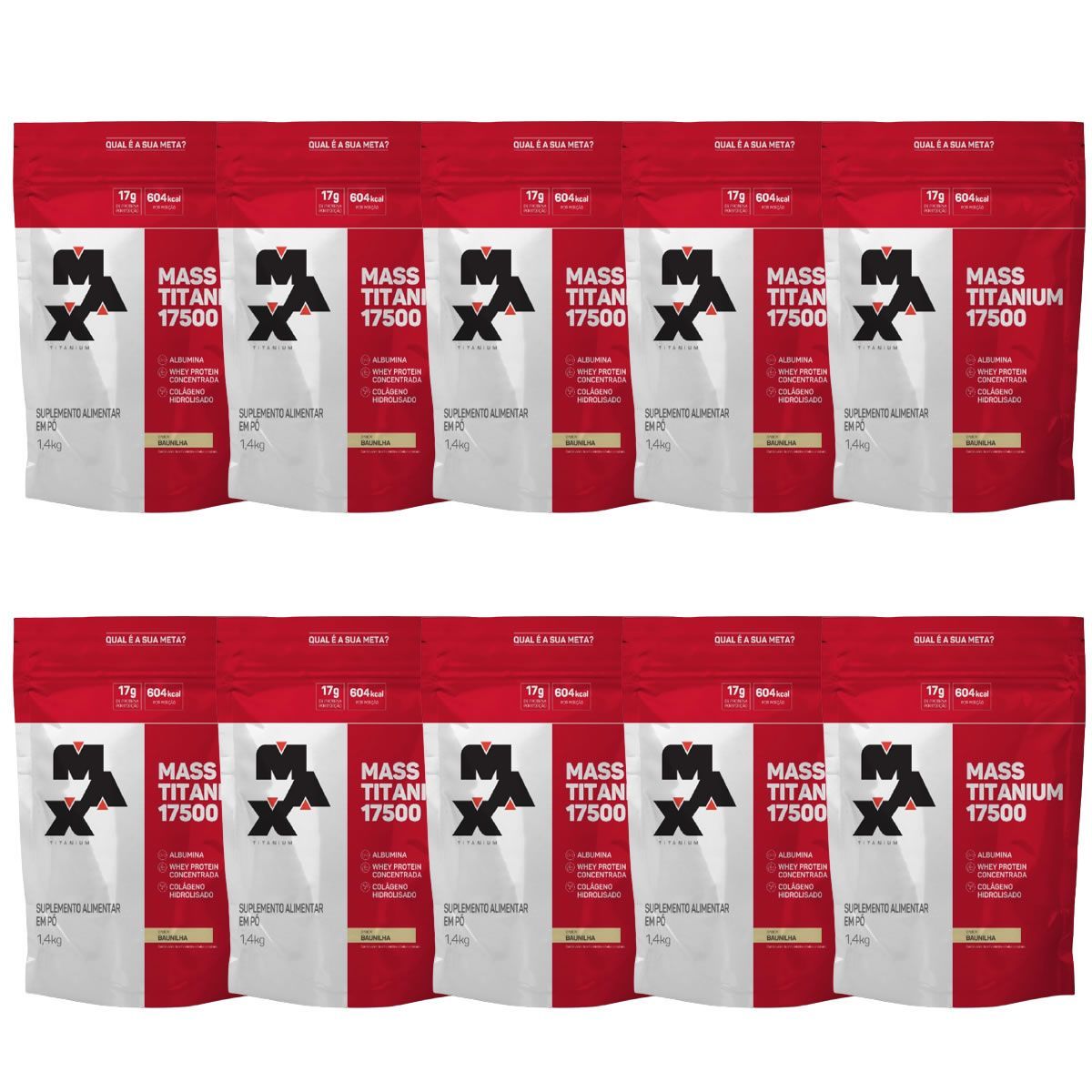 Kit 10X Mass Titanium 17500 - 1400g Refil Baunilha - Max Titanium