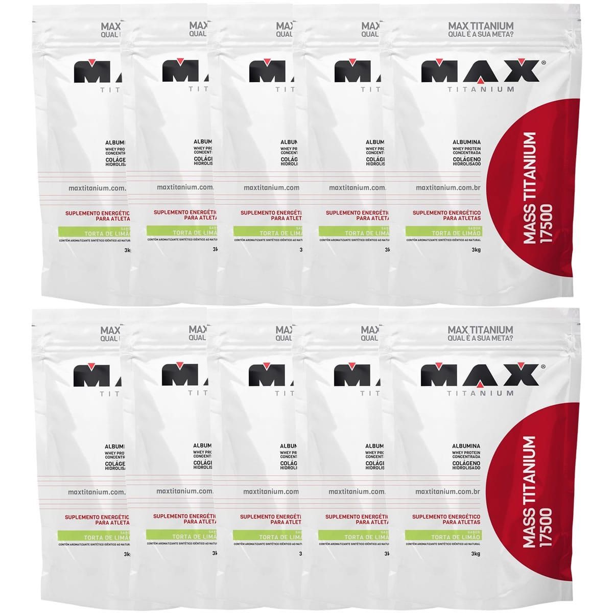 Kit 10X Mass Titanium 17500 - 3000g Refil Torta de Lim�o - Max Titanium