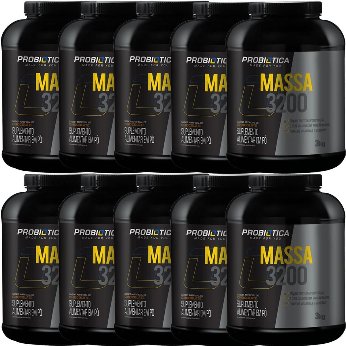 Kit 10X Massa 3200 - 3000g Chocolate - Probi�tica