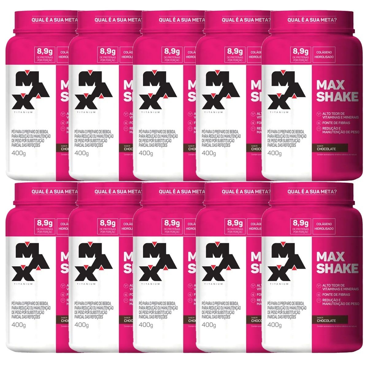Kit 10X Max Shake -  400g Chocolate - Max Titanium