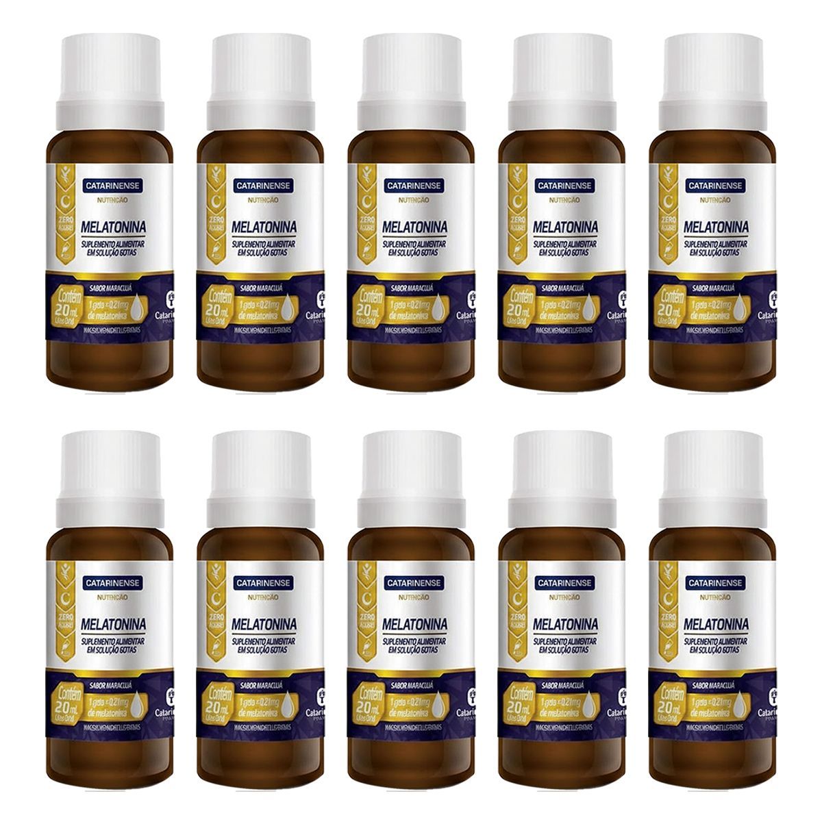 Kit 10X Melatonina em Gotas - 20ml Maracuj� - Catarinense Nutri��o