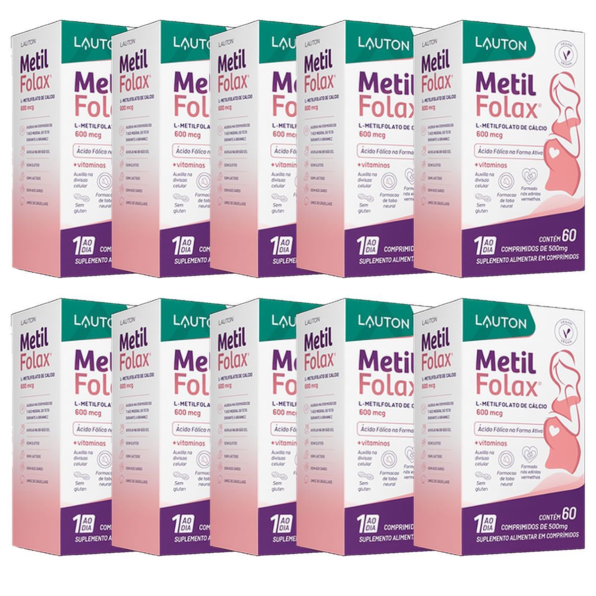 Kit 10X Metil Folax - 60 Comprimidos - Lauton Nutrition