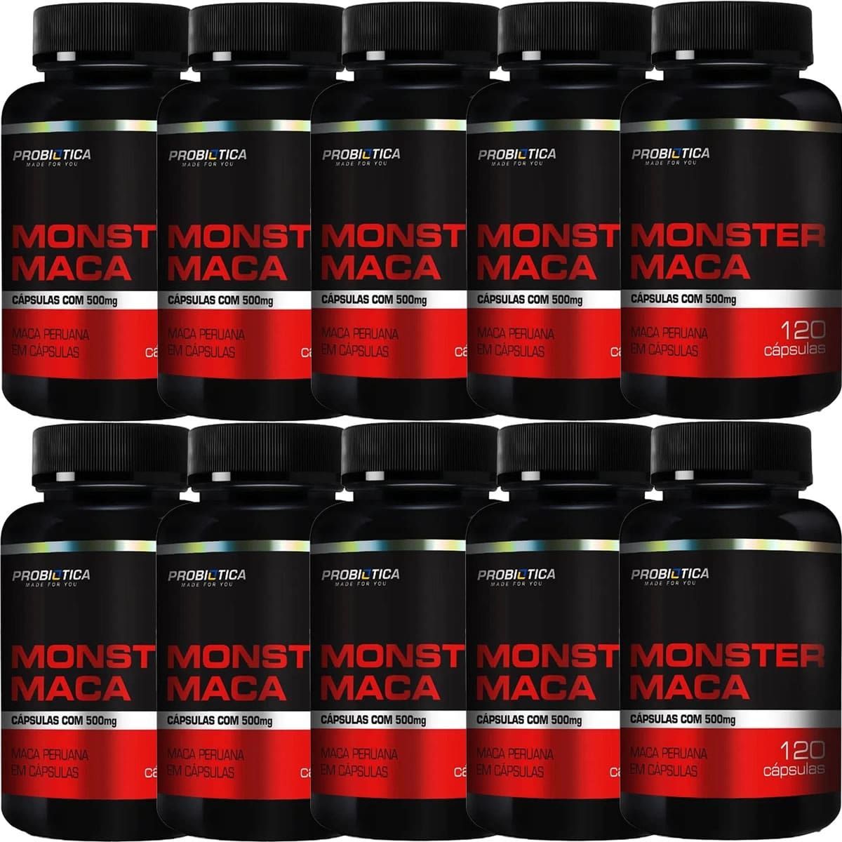 Kit 10X Monster Maca Peruana - 120 C�psulas - Probiotica