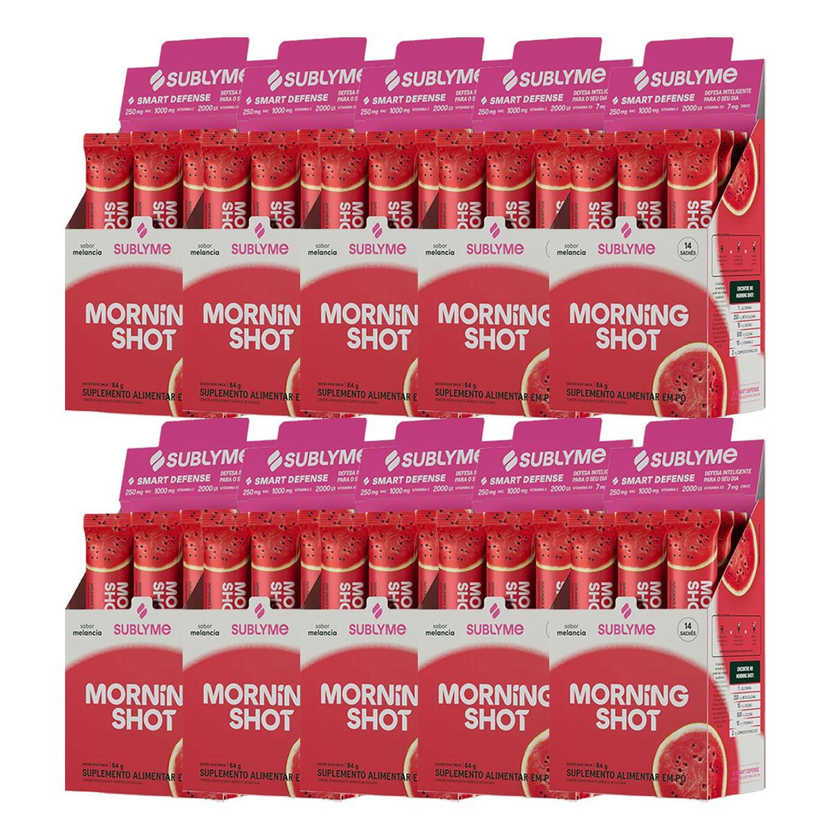 Kit 10X Morning Shot - 14 Sach�s 6g Melancia - Sublyme