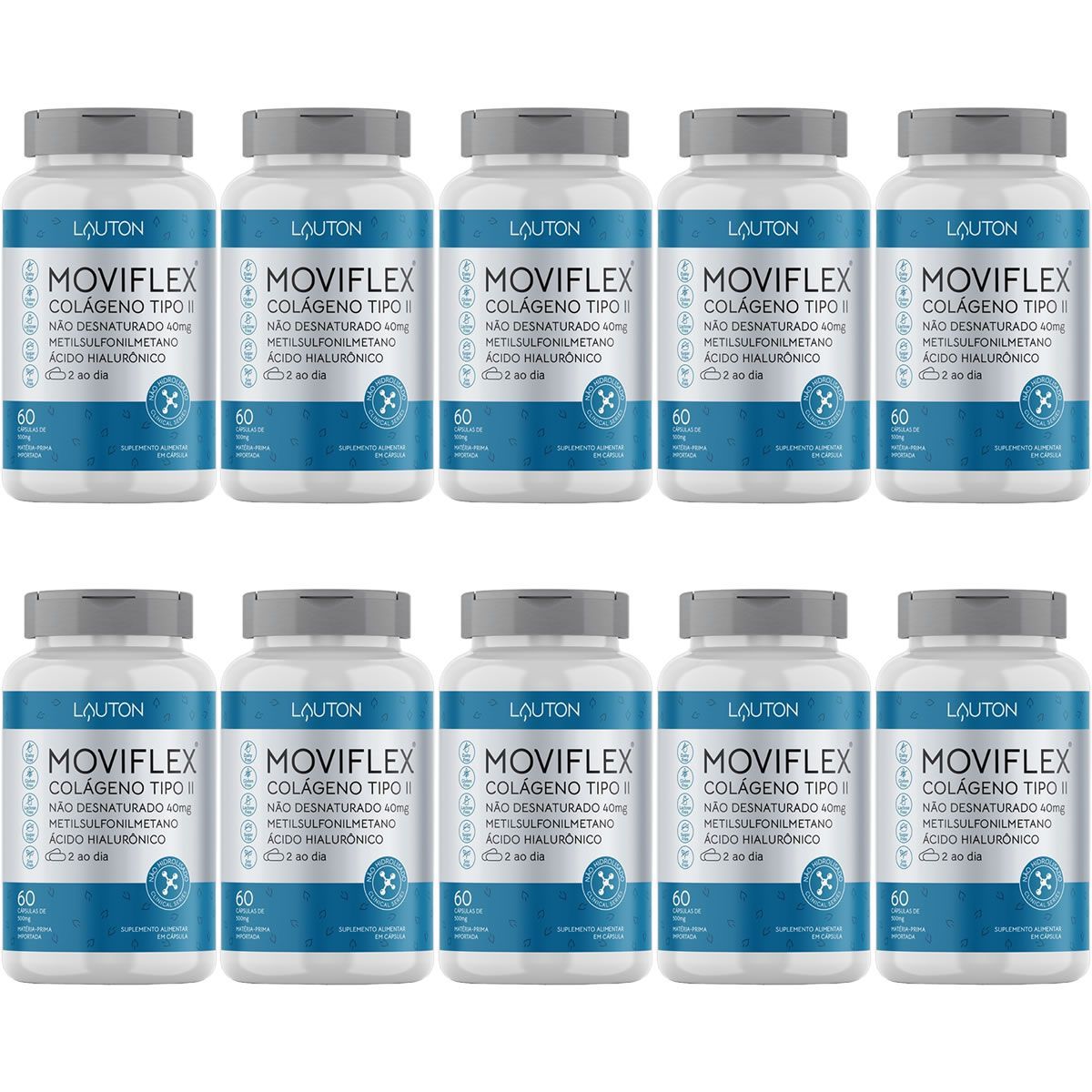 Kit 10X Moviflex Col�geno Tipo II- 60 C�psulas - Lauton Nutrition