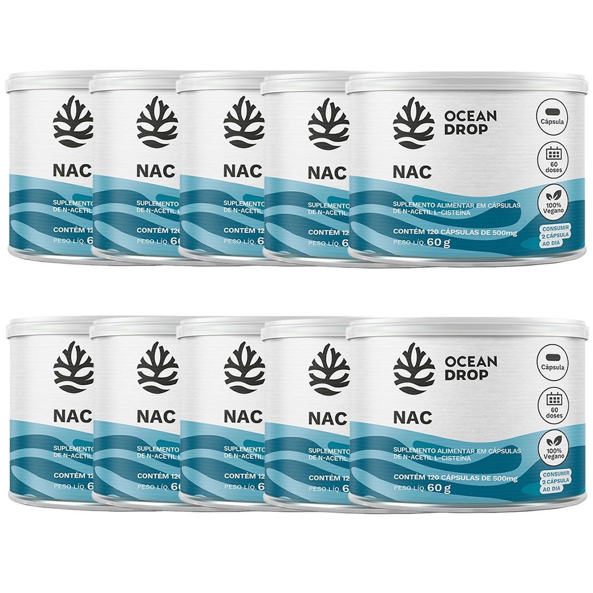 Kit 10X NAC -  120 C�psulas - Ocean Drop