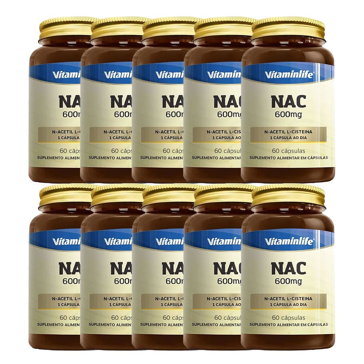 Kit 10X NAC 600mg - 60 C�psulas - VitaminLife