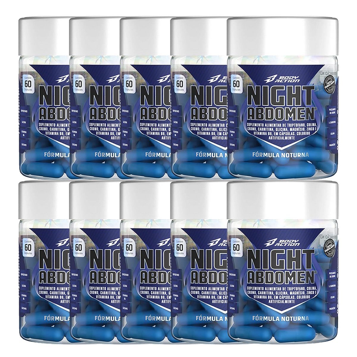 Kit 10X Night Abdomen - 60 C�psulas -  Bodyaction