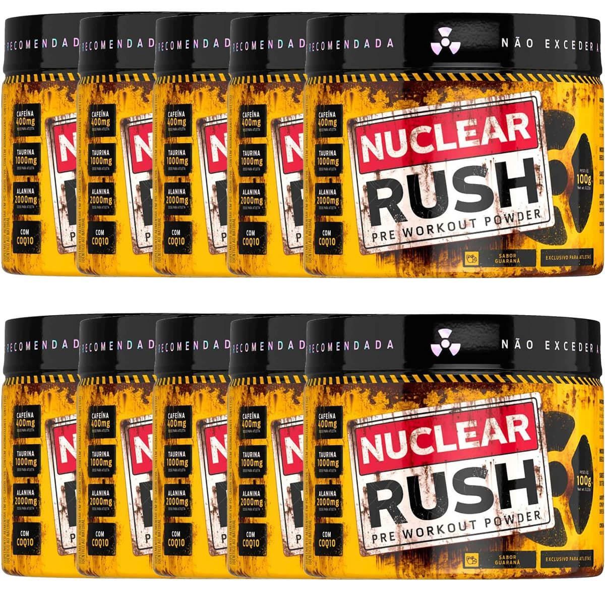 Kit 10X Nuclear Rush Pre Workut Powder - 100g Guaran� - BodyAction