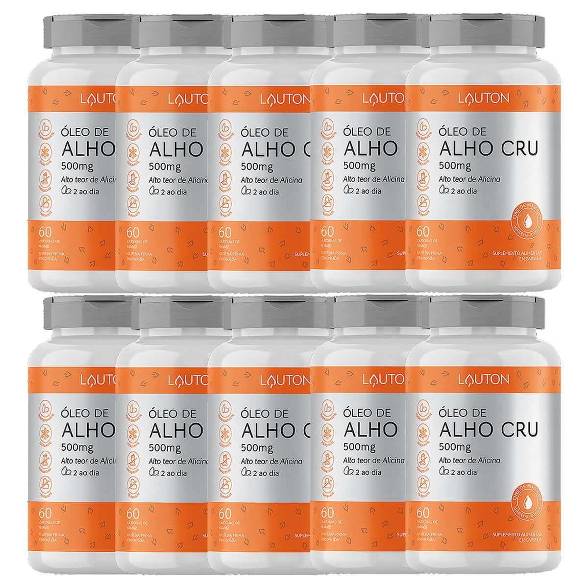 Kit 10X �leo de Alho Cru - 60 C�psulas - Lauton Nutrition