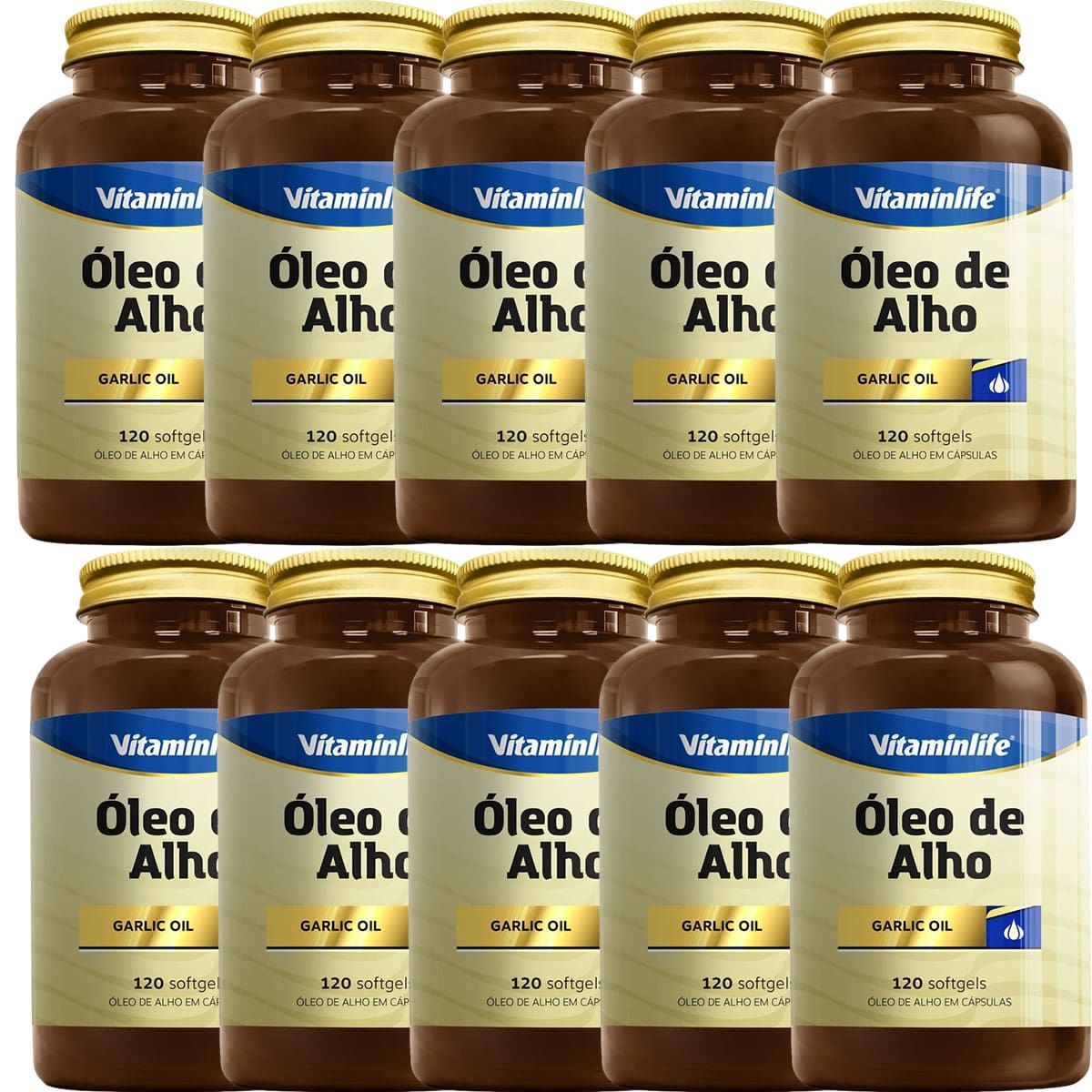Kit 10X Oleo de Alho Garlic Oil 250mg - Alicina 120 c�psulas - VitaminLife