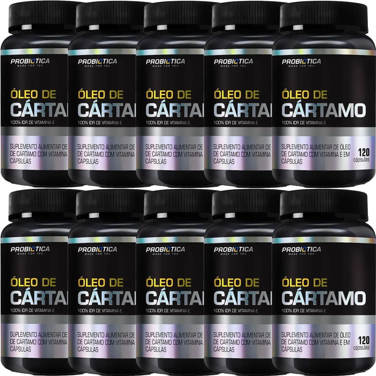 Kit 10X �leo de C�rtamo - 120 C�psulas - Probi�tica