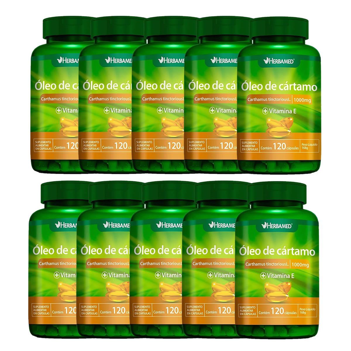 Kit 10X �leo de C�rtamo com Vitamina E -  120 C�psulas - Herbamed