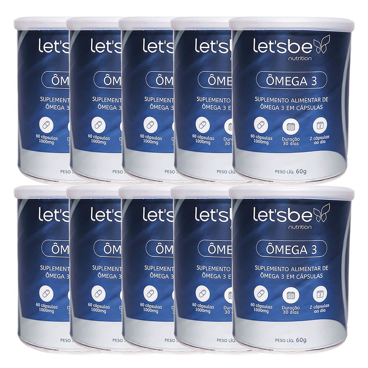 Kit 10X �mega 3 1000mg - 60 C�psulas - LetsBe Nutrition