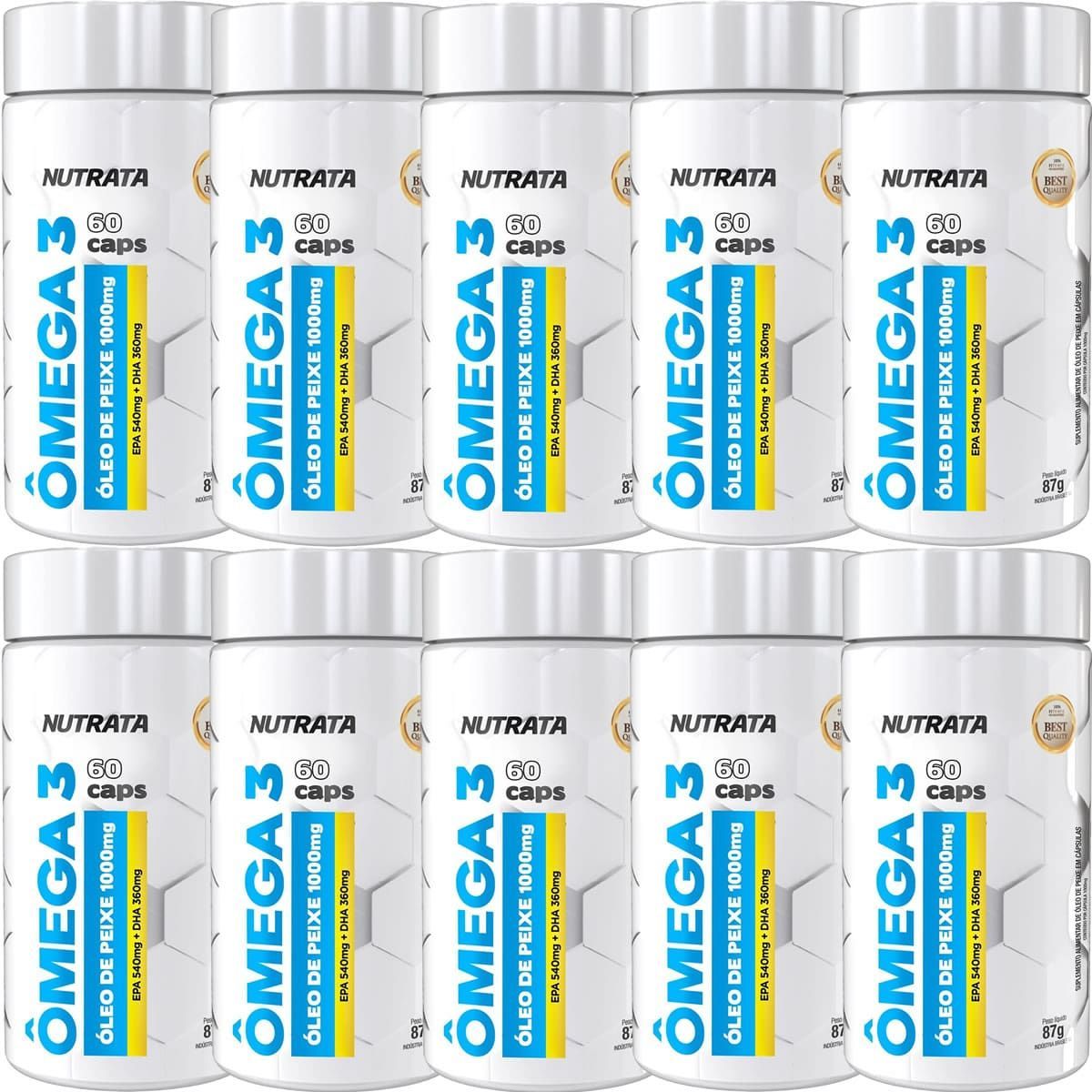 Kit 10X �mega 3 1000mg - 60 C�psulas - Nutrata