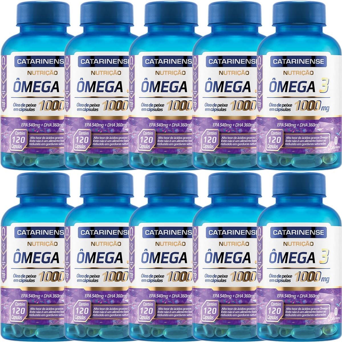 Kit 10X �mega 3 - 120 C�psulas - Catarinense Nutri��o
