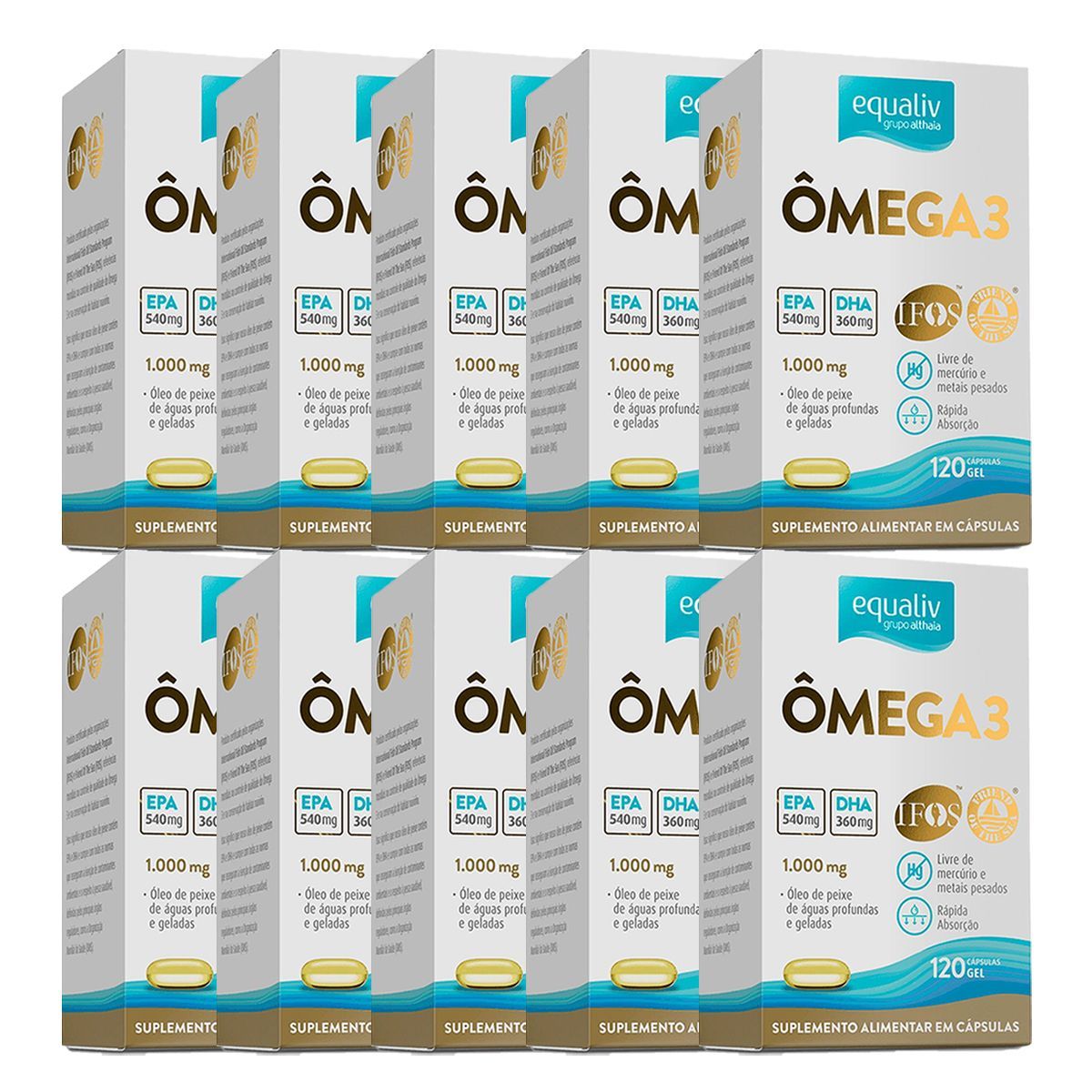 Kit 10X �mega 3 - 120 C�psulas - Equaliv