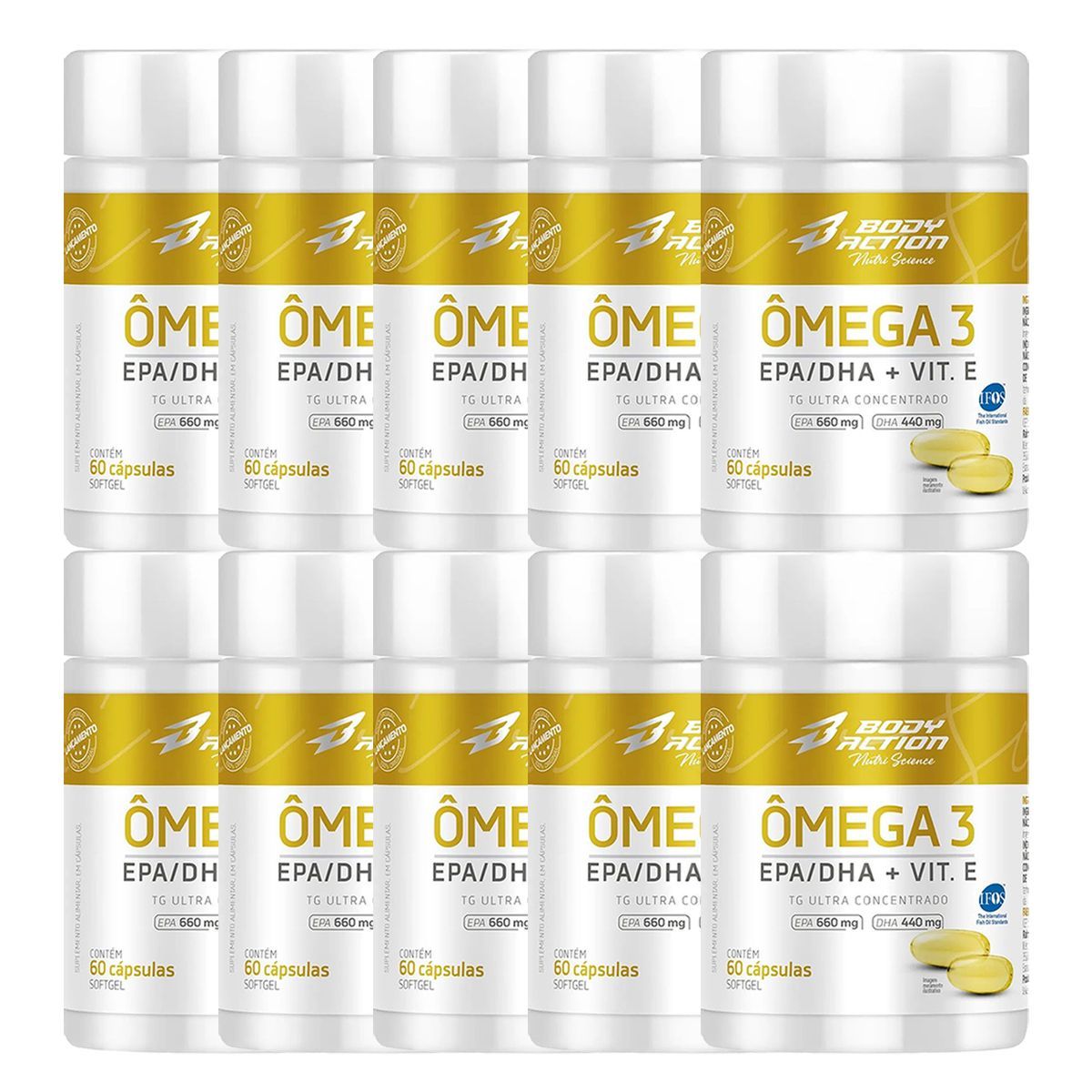 Kit 10X �mega 3 - 60 C�psulas - Body Action
