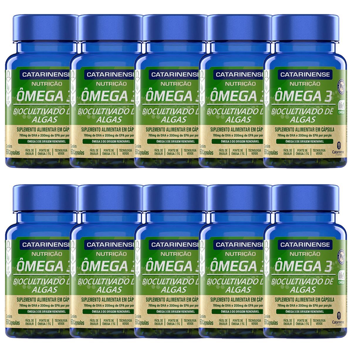Kit 10X �mega 3 Biocultivado de Algas - 60 C�psulas - Catarinense