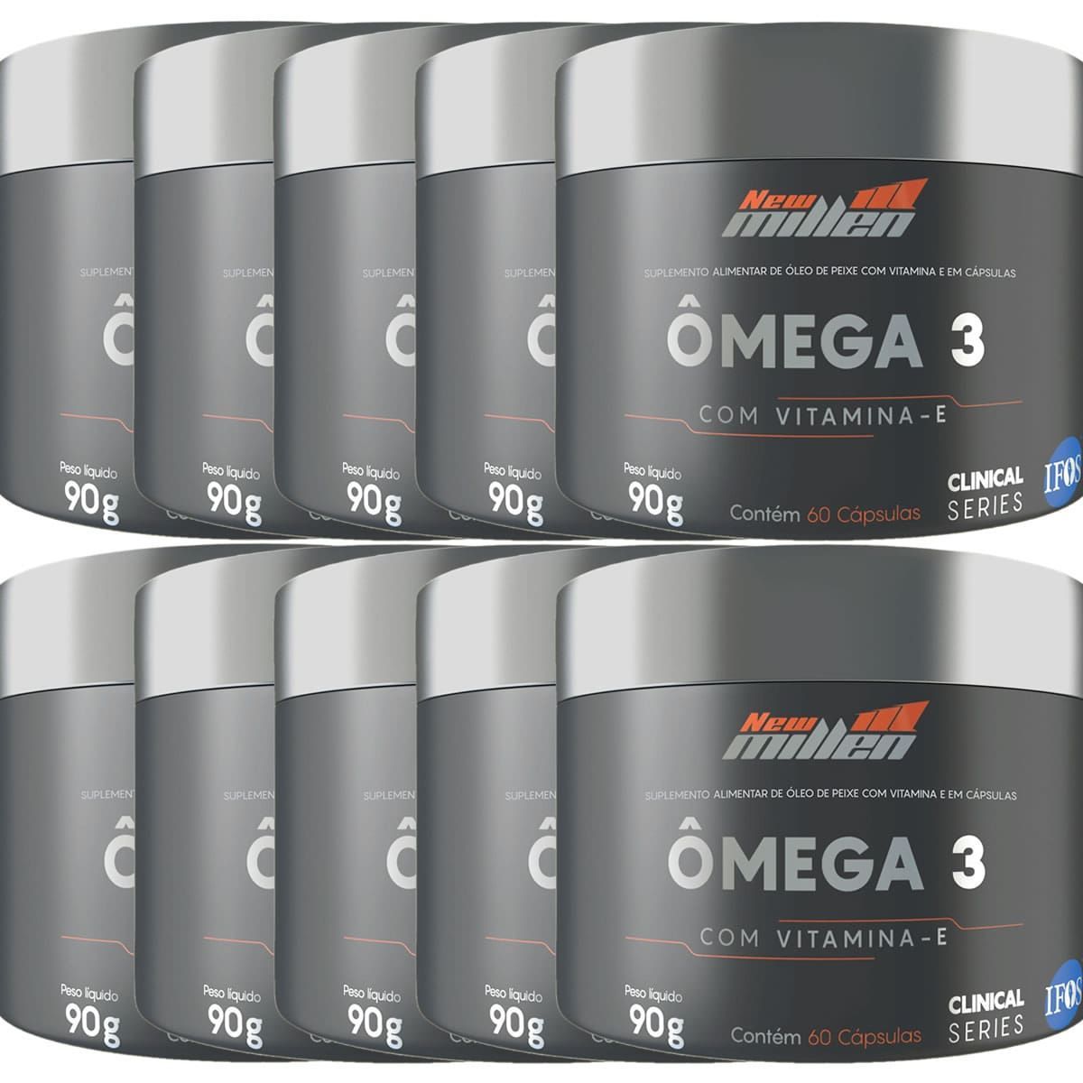 Kit 10X �mega 3 - Com Vitamina E - 60 C�psulas  - New Millen