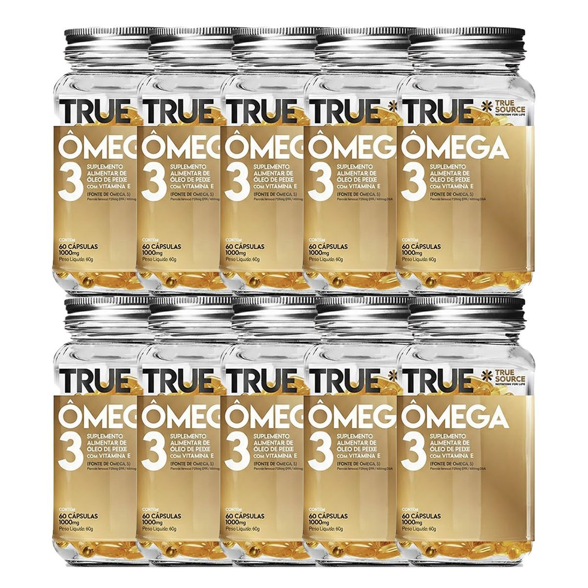 Kit 10X �mega 3  com Vitamina E - 60 C�psulas - True Source