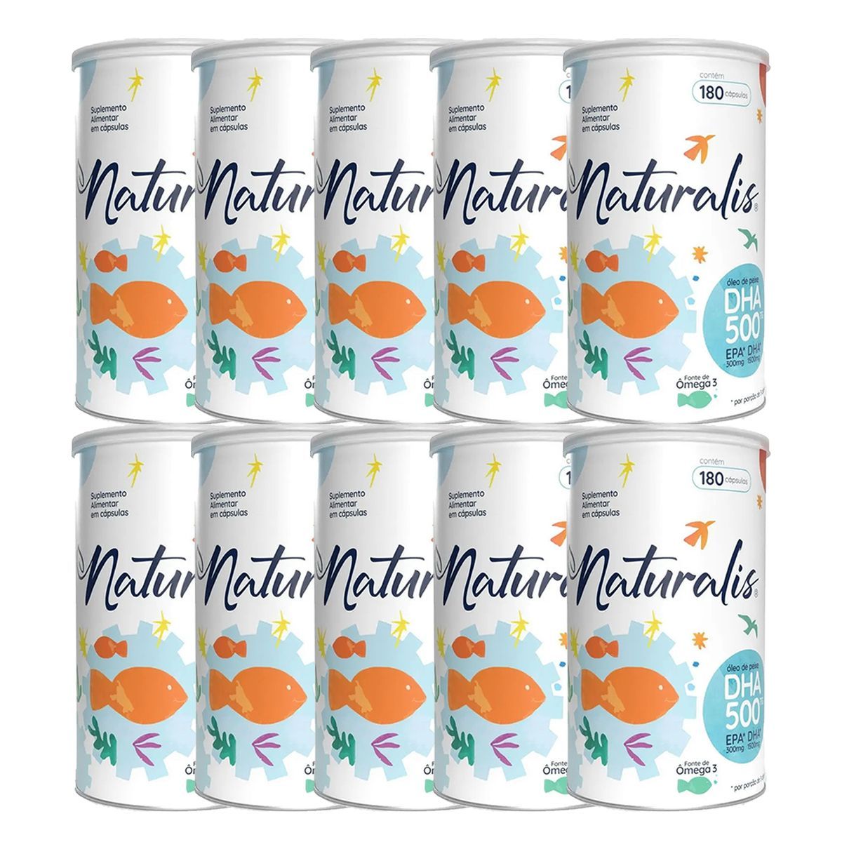 Kit 10X Omega 3 DHA 500 - 180 C�psulas - Naturalis