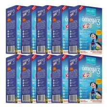 Kit 10X �mega 3 Kids � 30 C�psulas Mastig�veis  Laranja com Frutas Silvestres  - Equaliv