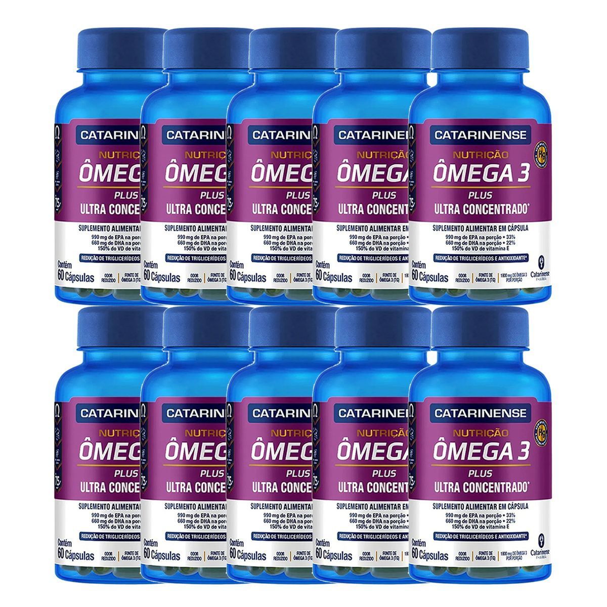 Kit 10X �mega 3 Plus - 60 C�psulas - Catarinense Nutri��o